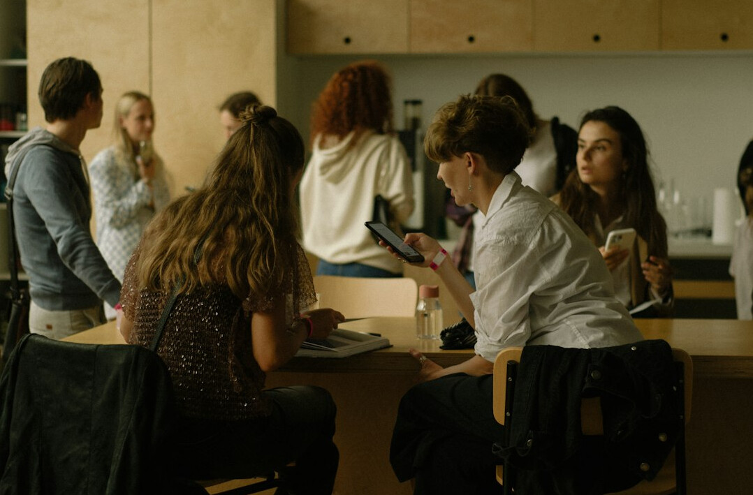 people in deep conversation