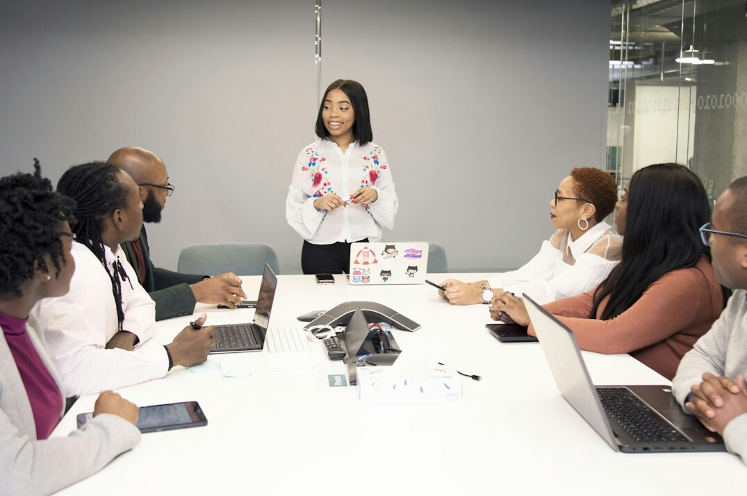 person speaking confidently in meeting