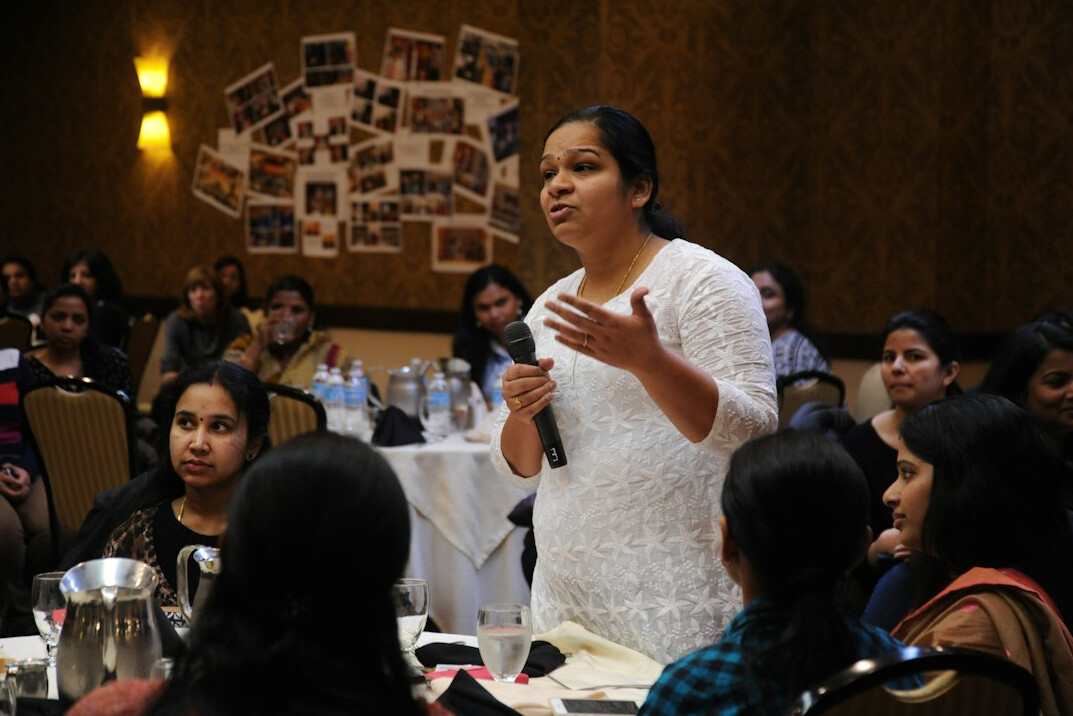 person speaking confidently in workshop